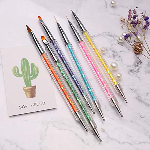 iminoo 6PCS Double Ended Nail Art Brushes and Dotting Pens Set