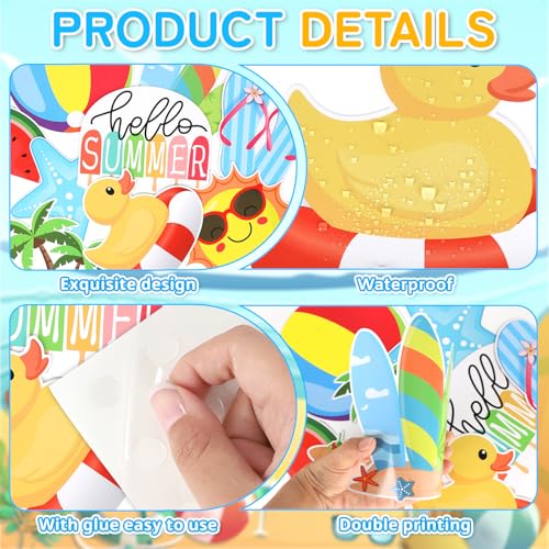 54 Pcs Summer Beach Cutouts - Double-Sided Decorations