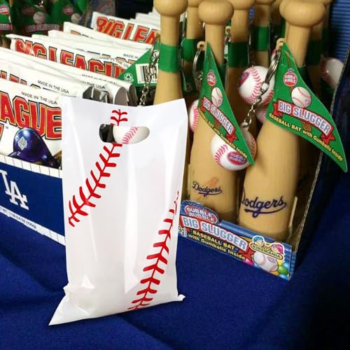 Baseball Goodie Bags 100 Pack Plastic Party Favor Loot Bags for Kids Birthday