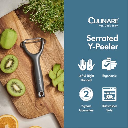 Culinare Y-Shaped Serrated Safety Peeler for Soft Fruits & Veggies