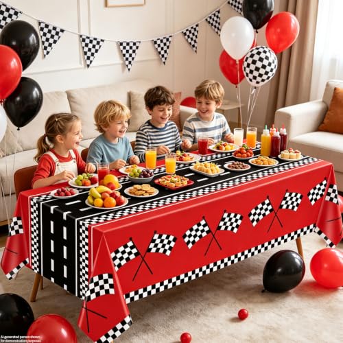 YJZCP Racing Tablecloths - 4 Pack for Car Birthday Parties 51x86IN