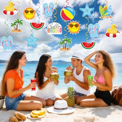 54 Pcs Summer Beach Cutouts - Double-Sided Decorations