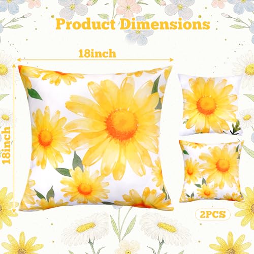 Fengek Yellow Daisy Throw Pillow Covers 18x18 - Set of 2