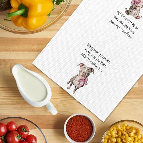 Pink Bow Pitbull Kitchen Towel 16x24 Dog Lover Dish Tea Towel
