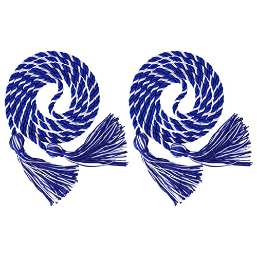 Royal Blue and White Graduation Honor Cords - 68" Durable Tassel