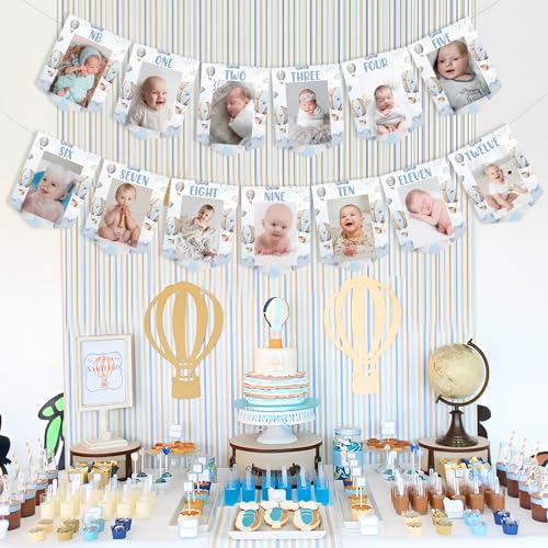 Hot Air Balloon 1st Birthday Photo Banner - Mr. Onederful Decor