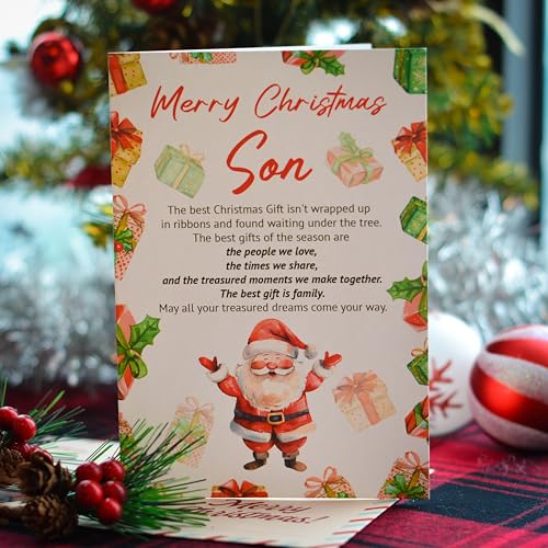 Merry Christmas Card for Son with Envelope & Seal - Heartfelt Design