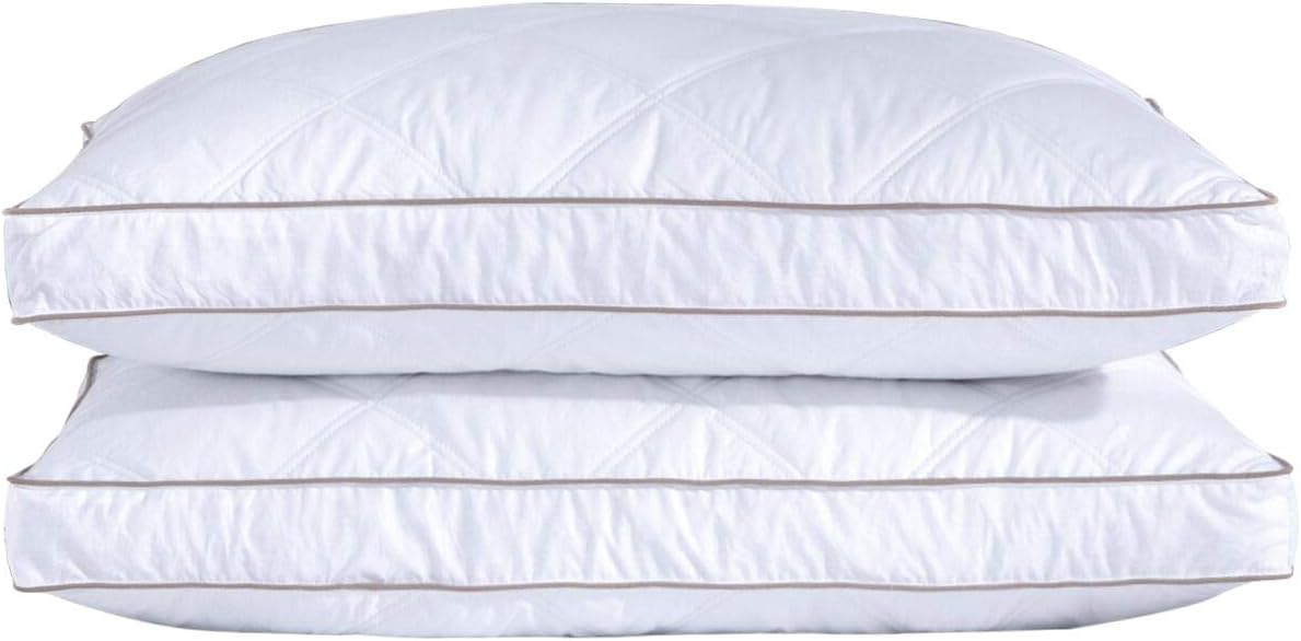 Puredown® Goose Feathers & Down Pillow - Gusseted Hotel Collection, Standard/Queen, Set of 2