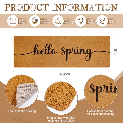 Hello Spring Long Doormat 48x16 Inch, Non-Slip PVC Entrance Mat - Yellow