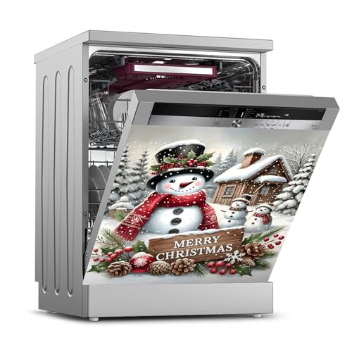 Christmas Snowman Refrigerator Magnet Cover Panel Decal - 23x26 Inches