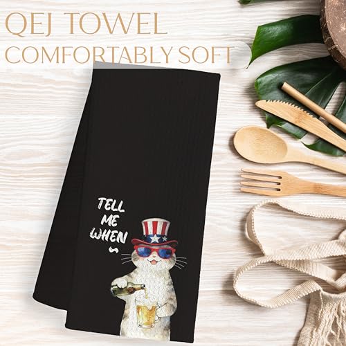 Patriotic Cat Kitchen Dish Towels 16x24 Inch - Funny Cat Lover Gifts