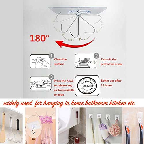Transparent Heavy Duty Adhesive Hooks 14 Pack - 33 lb (15kg) Waterproof & Reusable