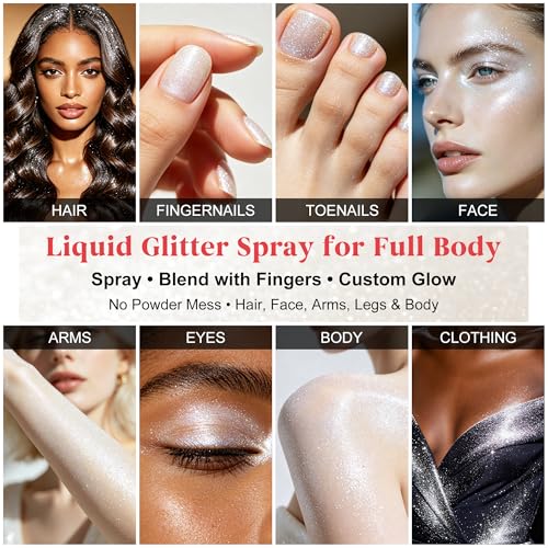 EJW Body & Hair Glitter Shimmer Spray - Liquid Sparkle Mist 1.7 oz