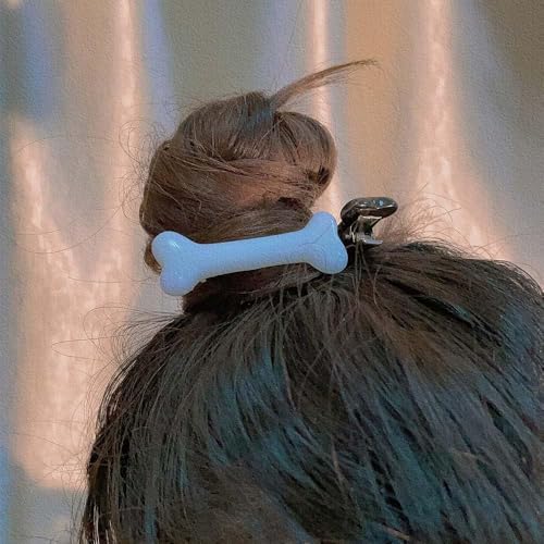 Dog Bone Hair Clips White Alligator Barrettes Set of 2