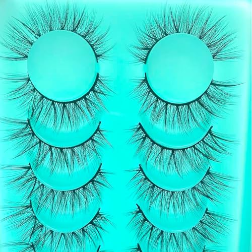 Sunniess Natural False Eyelashes Short 3D Wispy Handmade Strip Lashes
