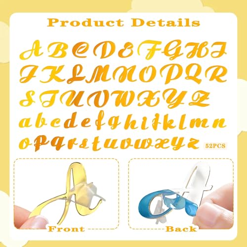 Gold Acrylic A-Z Cake Decorations Set - 64-Piece Letters & Numbers