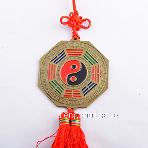 Feng Shui Bagua Mirror with Chinese Knot Charm - 7cm Metal Protection Amulet