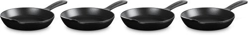 Le Creuset Mini Skillet Set - Enameled Cast Iron Cookware, 4 Pieces, .3 Qt, Matte Black