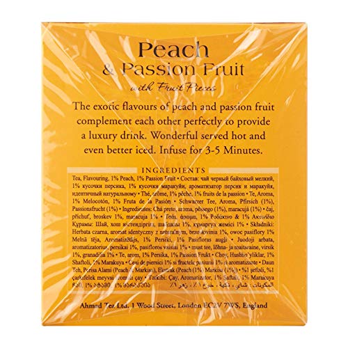 Ahmad Tea London Peach & Passion Fruit Tea Bags Pack of 40 - Fruity Black Tea