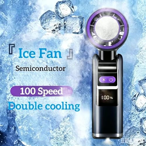 Portable Handheld Turbo Fan, 4000mAh Rechargeable Foldable Fan with 100-Speed Control, Digital Display & Flashlight