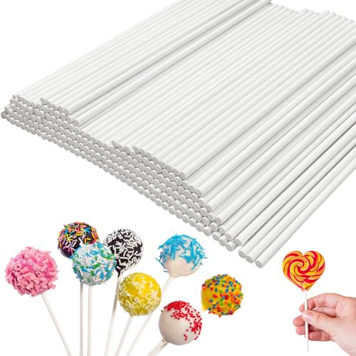 6 Inch White Lollipop Sticks Pack of 100 for Cake Pops & Desserts