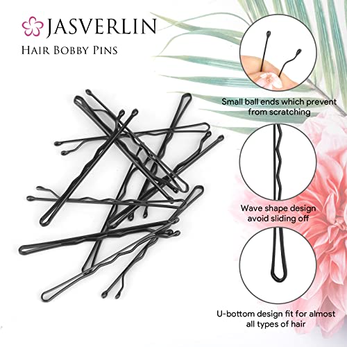 JASVERLIN Large Black Bobby Pins 2.4 Inch 100 Pcs Long Hair Pins