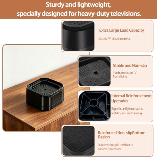Heavy-Duty Stackable TV Stand Risers - Adjustable Non-Slip Elevation Pads