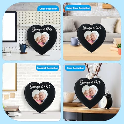 Heart-Shaped Leather Picture Frame for Grandpa - 4x4 Photo