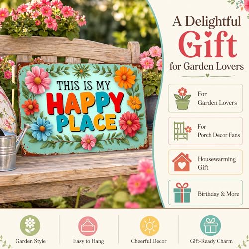 This Is My Happy Place Tin Sign - Cheerful Garden Wall Decor