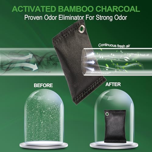 YOOSLEN Activated Charcoal Shoe Odor Eliminator 10 Pack (20g) - Natural Bamboo Charcoal Air Purifying Bags for Sneakers