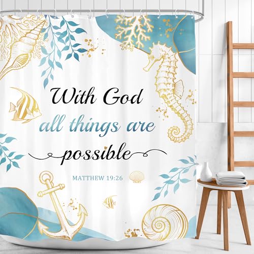 Beach Bible Verse Shower Curtain Set - 60" x 72" (Pack of 12)