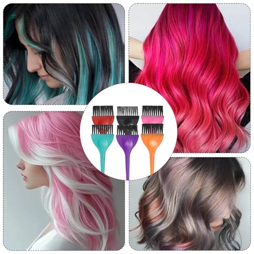 6-Piece Hair Dye Brush Set Professional Color Tint Applicators for Salon and Home Use