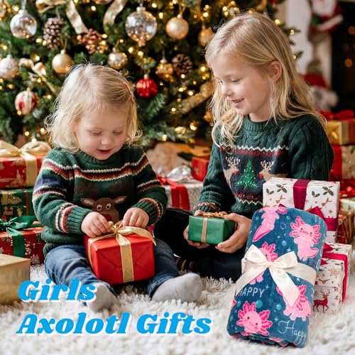 Glow in The Dark Axolotl Blanket for Girls - 40 x 60 inches