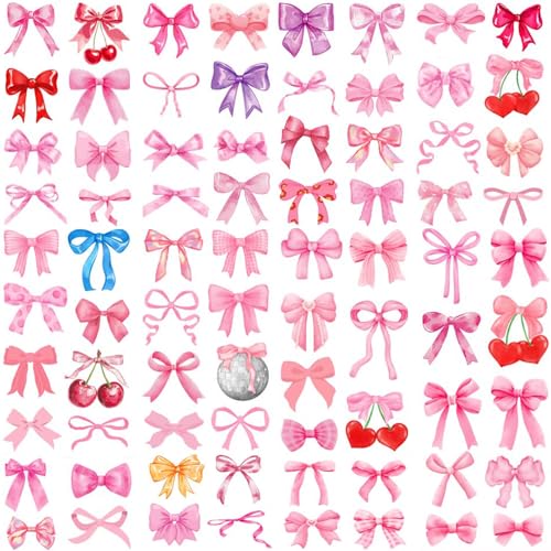 Pink Bow Temporary Tattoos for Kids and Party Favors, 10 Sheets