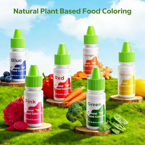 Natural Dye-Free Food Coloring Set - 6 Vibrant Colors for Baking & Icing