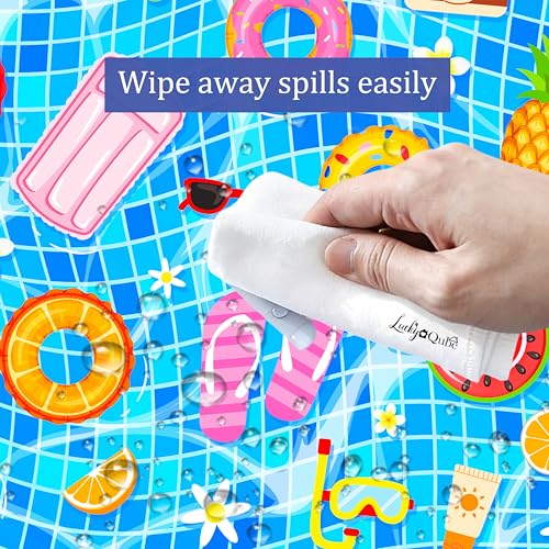 Disposable Pool Party Tablecloth - Blue Hawaiian Theme, Waterproof