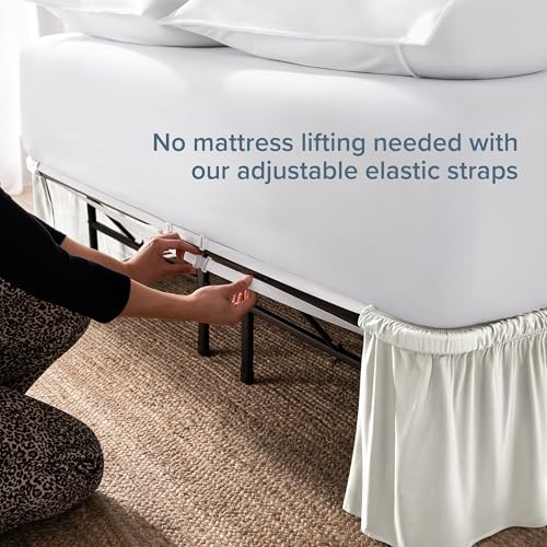 Bare Home Cream Wrap Around Bed Skirt - 15 Inch Drop, Adjustable Fit