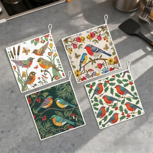 AiHeart 8-Pack Microfiber Kitchen Dish Cloths with Hanging Loop