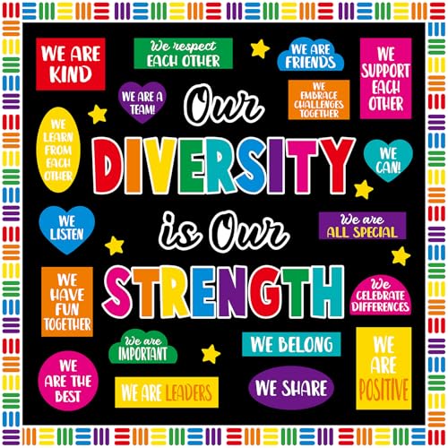 Colorful Our Diversity is Our Strength Classroom Bulletin Board Set