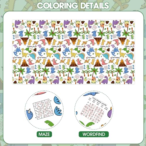 Litmitfu Giant Dinosaur Coloring Tablecloth, Green Dino Activity Paper Cover