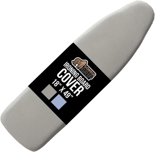 GORILLA GRIP The Original Ironing Board Cover and Pad, Silicone Coating, 400°F Scorch Resistant Thick Padding, Heavy Duty Iron Covers Standard Boards, Hook and Loop Fastener Strap, Silver 18x49