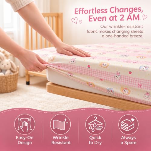 Fitted Baby Crib Sheets 2-Pack, Ultra-Soft Microfiber for Cribs & Toddlers