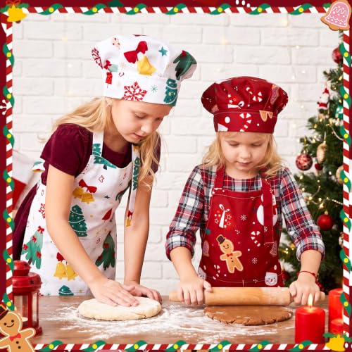 Christmas Kids & Family Chef Apron & Hat Set - Holiday Festive Outfit