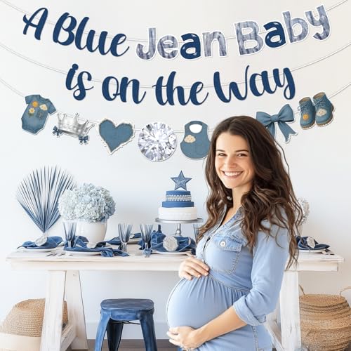 Blue Jean Baby Shower Banner – Denim & Diamonds Decor