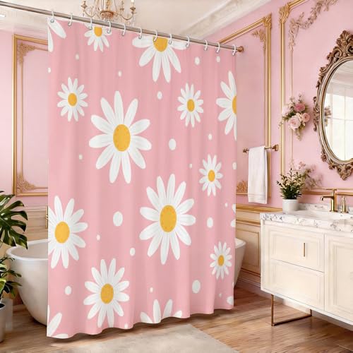 KLYOHAUS Daisy Shower Curtain 72x72 Inches - Waterproof Floral Decor