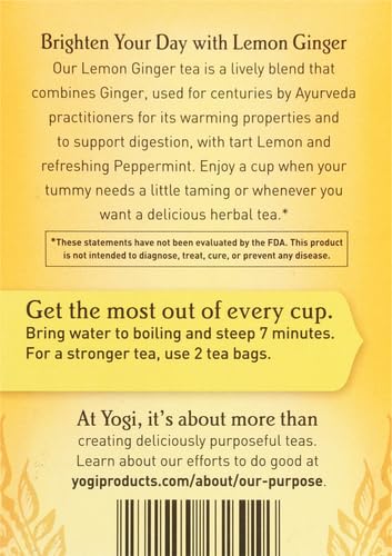 Yogi Lemon Ginger Tea Bags - Organic Ginger Lemon Blend (16 ct, Pack of 2)