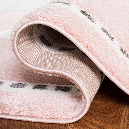 SAFAVIEH Carousel Kids Collection Accent Rug - 2' x 3', Pink & Ivory, Bunny Design, Non-Shedding & Easy Care, Ideal for High Traffic Areas for Boys & Girls in Playroom, Nursery, Bedroom (CRK166P)