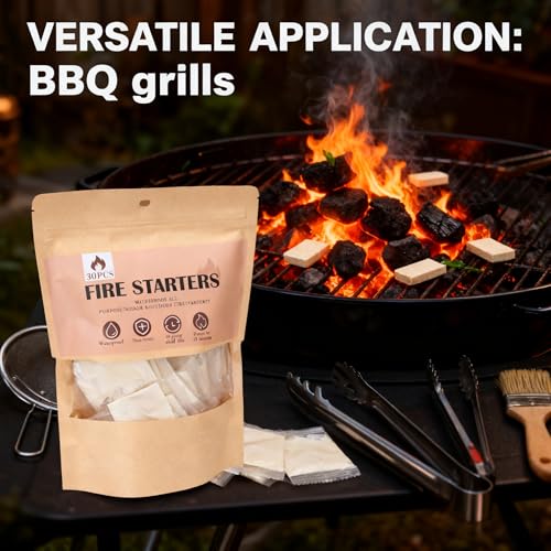 Waterproof Fire Starters for Campfires & Indoor Fireplaces 30 Pack