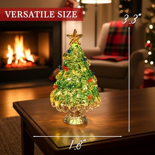 Green Blown Glass Christmas Tree Miniature Figurine - Handcrafted Holiday Decor