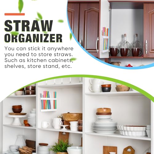 Large Acrylic Straw Holder for Cabinet Door - 9.5" Organizer